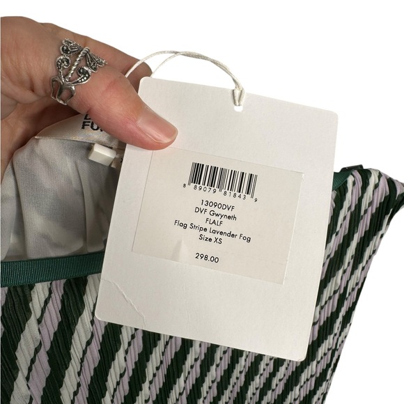 Diane Von Furstenberg | NWT Gwenyth Midi Skirt in Flag Stripe Lavender Fog XS - Picture 6 of 9